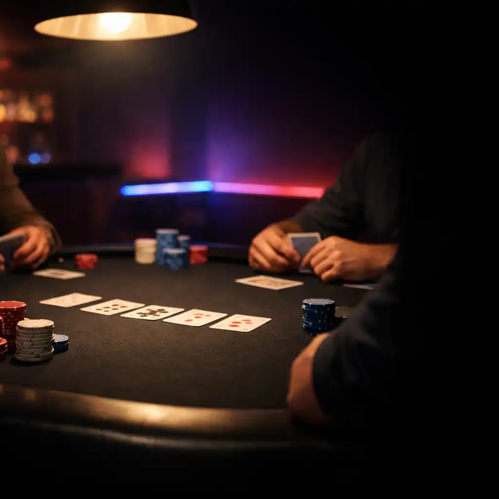 Hosted in-person poker table in the dedicated card room